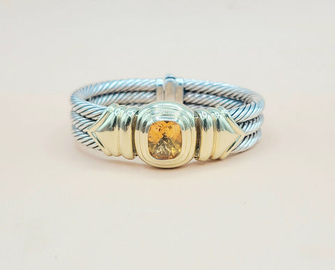  David Yurman Triple Cable Renaissance Citrine Gold Bracelet