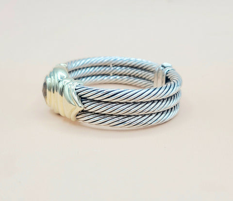  David Yurman Triple Cable Renaissance Citrine Gold Bracelet