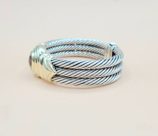  David Yurman Triple Cable Renaissance Citrine Gold Bracelet