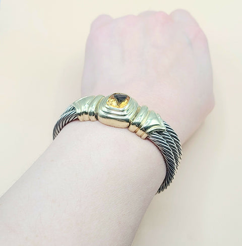  David Yurman Triple Cable Renaissance Citrine Gold Bracelet