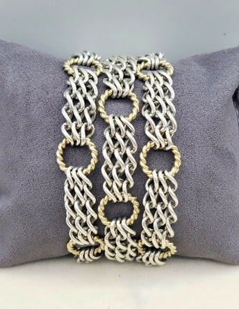 David Yurman Triple Row Link Chain Bracelet With Gold