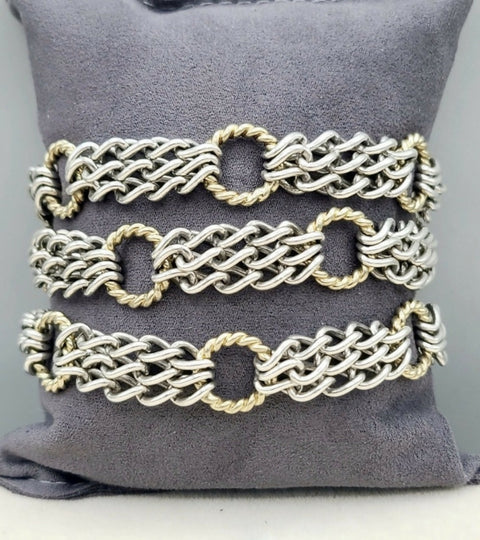 David Yurman Triple Row Link Chain Bracelet With Gold