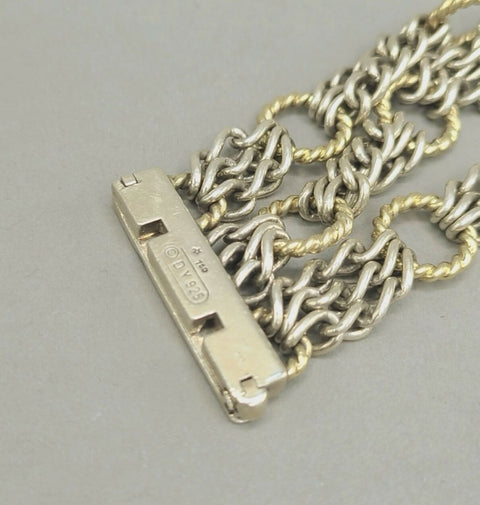 hallmark of David Yurman Triple Row Link Chain Bracelet With Gold