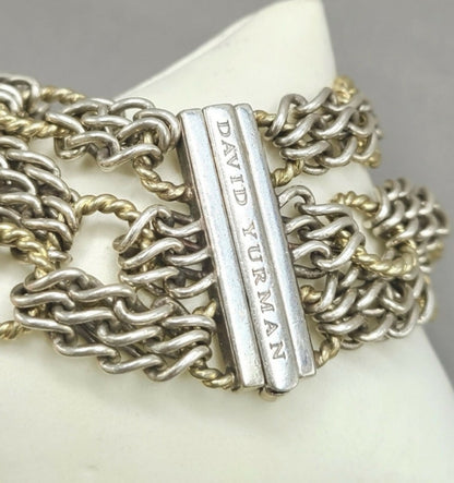 hallmark of David Yurman Triple Row Link Chain Bracelet With Gold