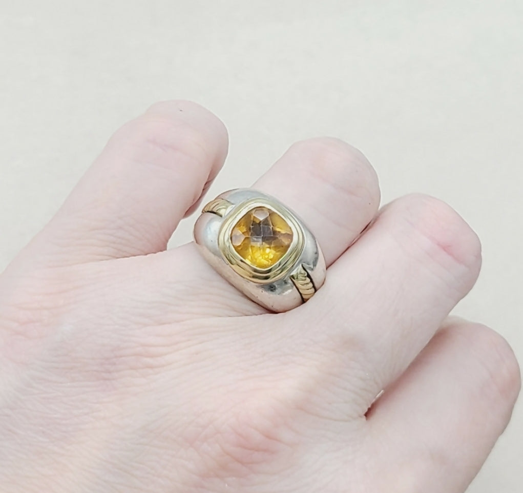 David Yurman Vintage Renaissance Citrine Ring With Gold