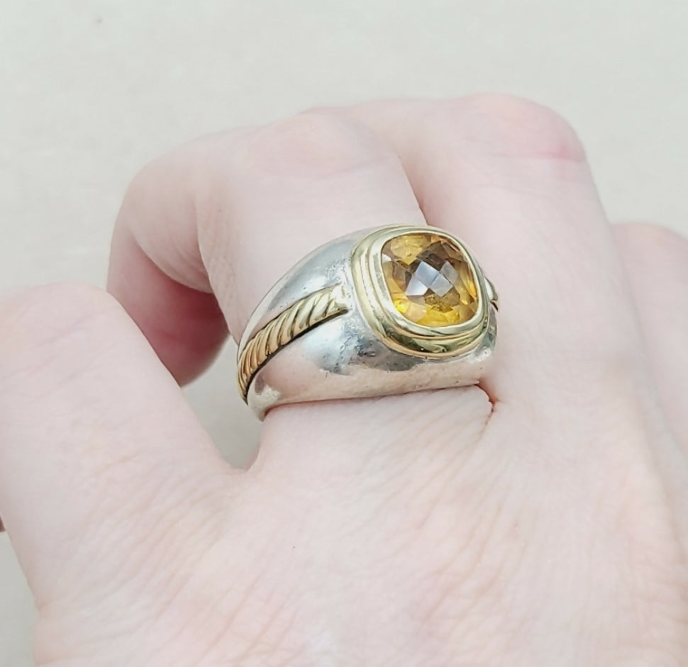 David Yurman Vintage Renaissance Citrine Ring With Gold