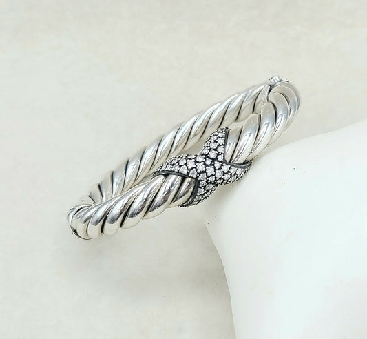 David Yurman Vintage Starlight Diamond X Cable Bracelet