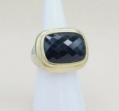 David Yurman Waverly Black Onyx Ring With Gold