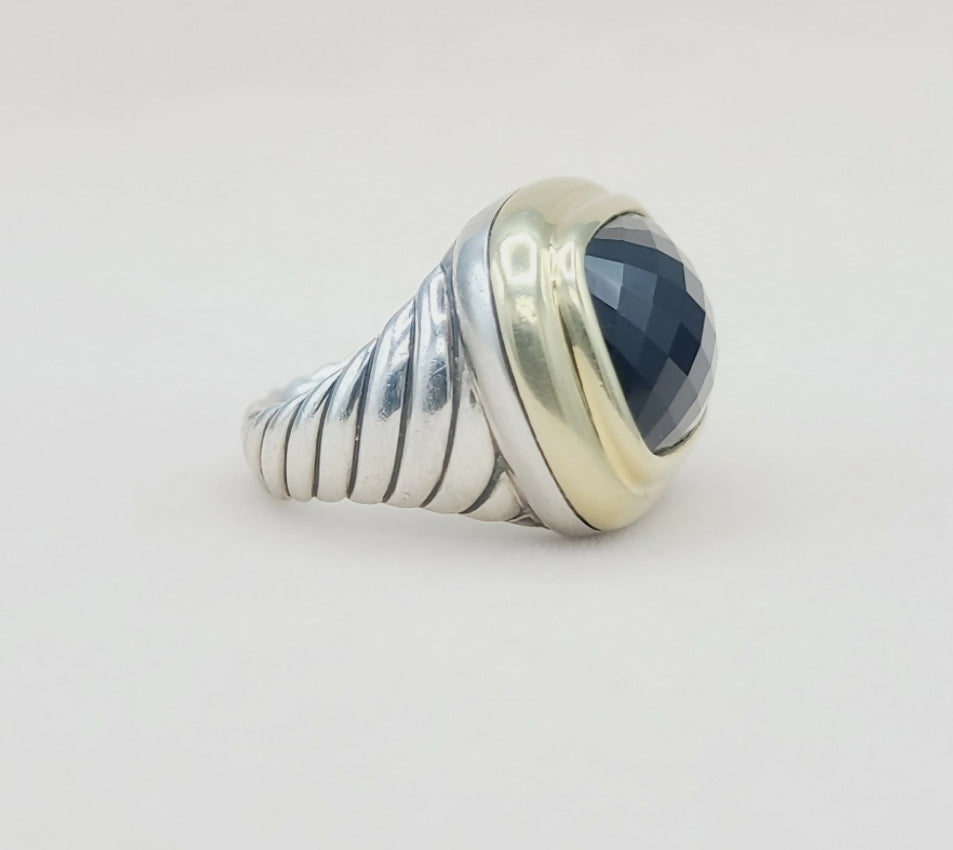 David Yurman Waverly Black Onyx Ring With Gold