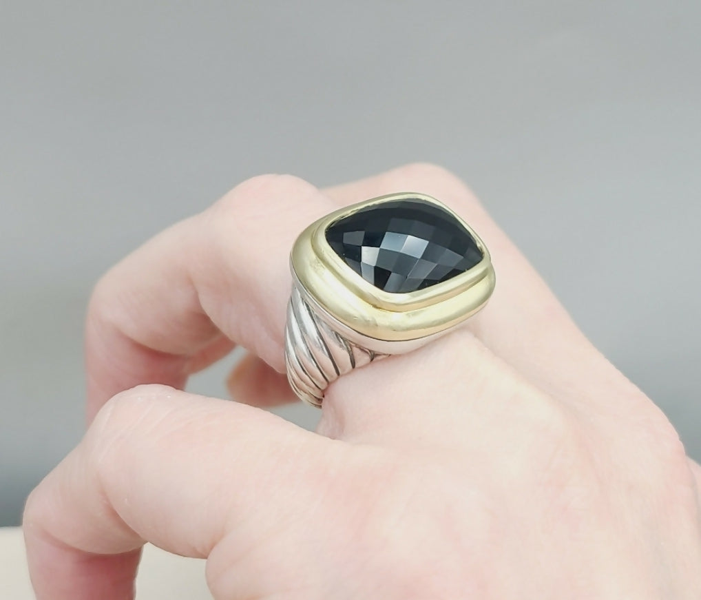 David Yurman Waverly Black Onyx Ring With Gold