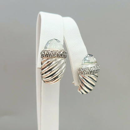 David Yurman Waverly Earrings With Prasiolite And Diamonds