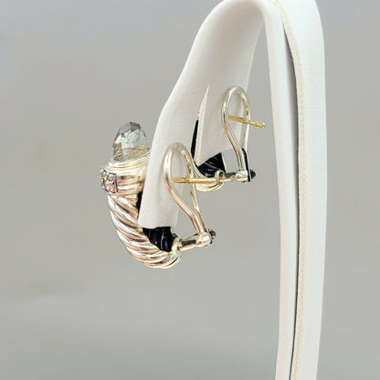 David Yurman Waverly Earrings With Prasiolite And Diamonds