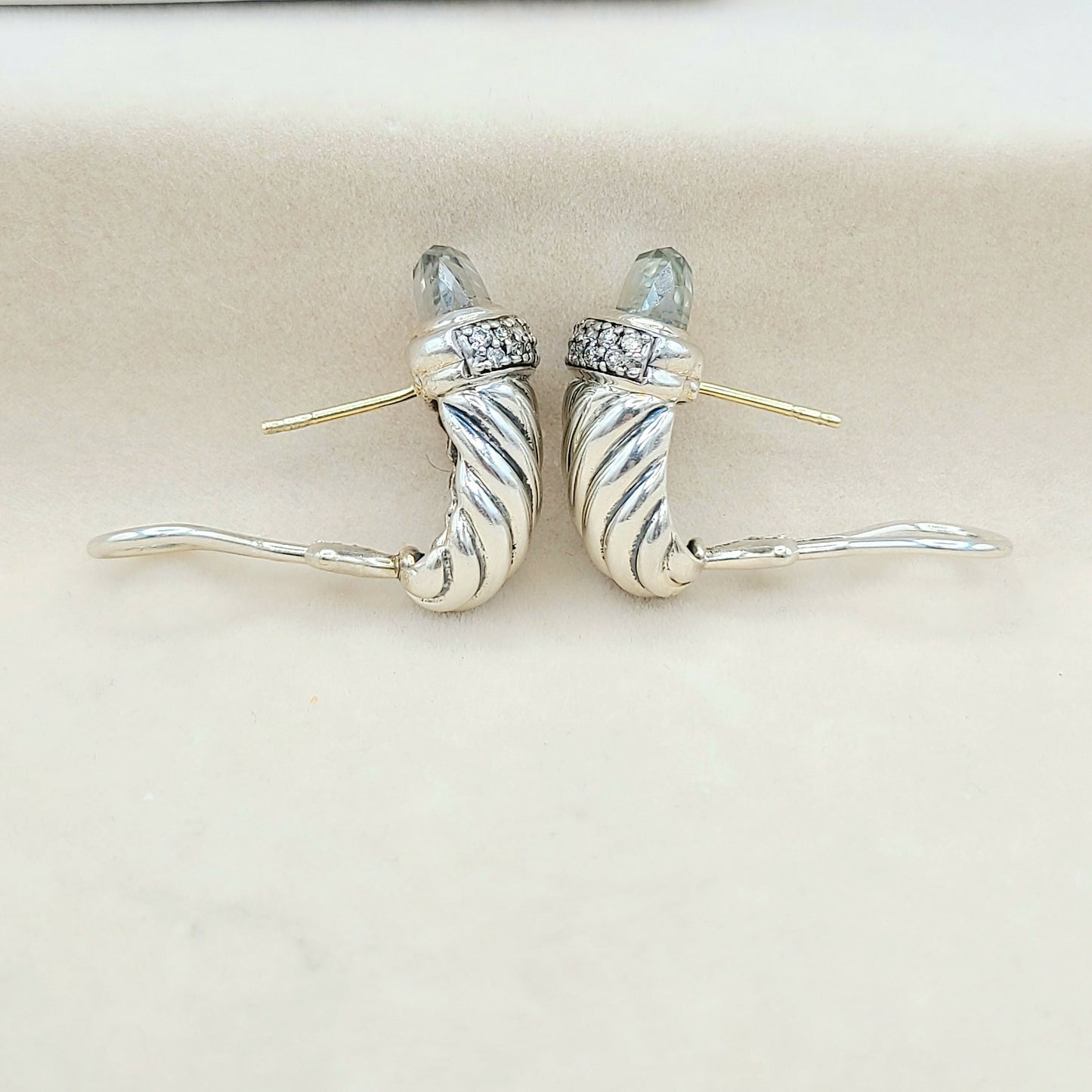 David Yurman Waverly Earrings With Prasiolite And Diamonds