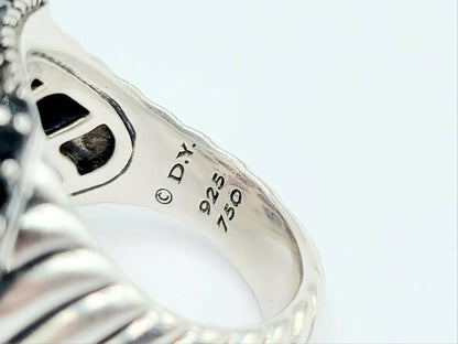 David Yurman Waverly Ruby Ring With Black Diamonds and Gold