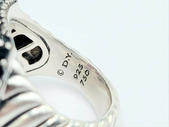 David Yurman Waverly Ruby Ring With Black Diamonds and Gold