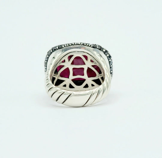 David Yurman Waverly Ruby Ring With Black Diamonds and Gold