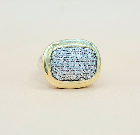 David Yurman Waverly Silver Diamond Gold Ring