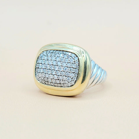  David Yurman Waverly Silver Diamond Gold Ring