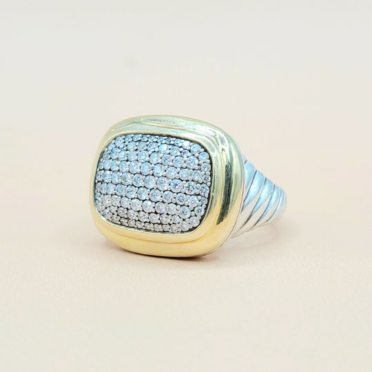  David Yurman Waverly Silver Diamond Gold Ring