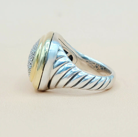  David Yurman Waverly Silver Diamond Gold Ring