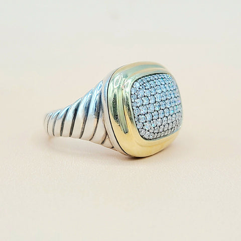  David Yurman Waverly Silver Diamond Gold Ring