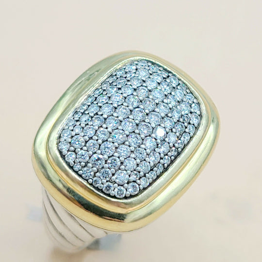  David Yurman Waverly Silver Diamond Gold Ring