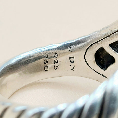  David Yurman Waverly Silver Diamond Gold Ring