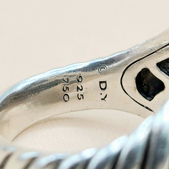  David Yurman Waverly Silver Diamond Gold Ring