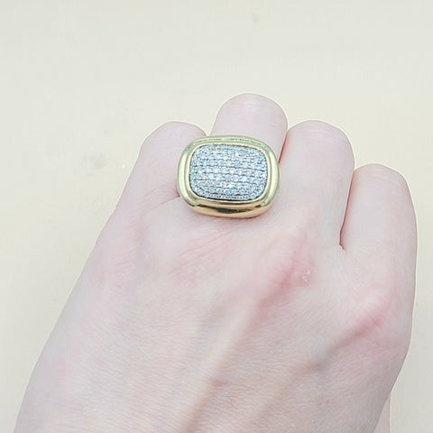 David Yurman Waverly Silver Diamond Gold Ring