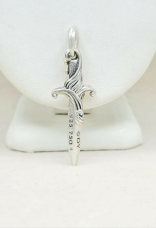 hallmark David Yurman Waves Dagger Amulet 18K Gold & Black Diamonds | AYW Luxury