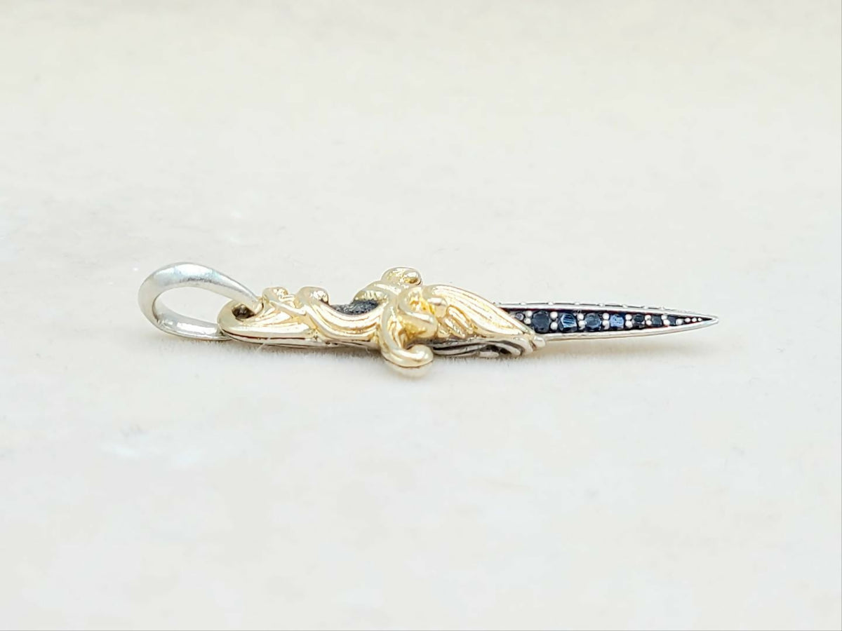 side David Yurman Waves Dagger Amulet 18K Gold & Black Diamonds | AYW Luxury