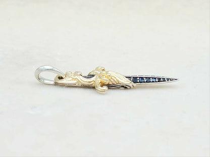 side David Yurman Waves Dagger Amulet 18K Gold & Black Diamonds | AYW Luxury