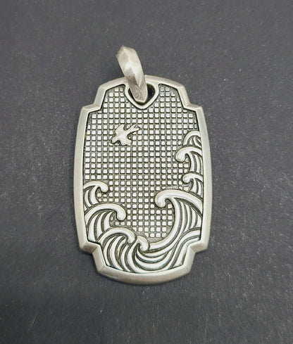 David Yurman Waves Shield Pendant Sterling Silver 39mm