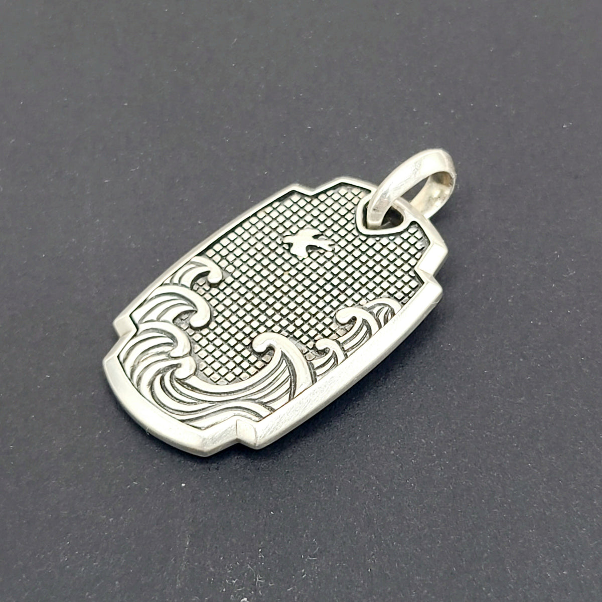 David Yurman Waves Shield Pendant Sterling Silver 39mm