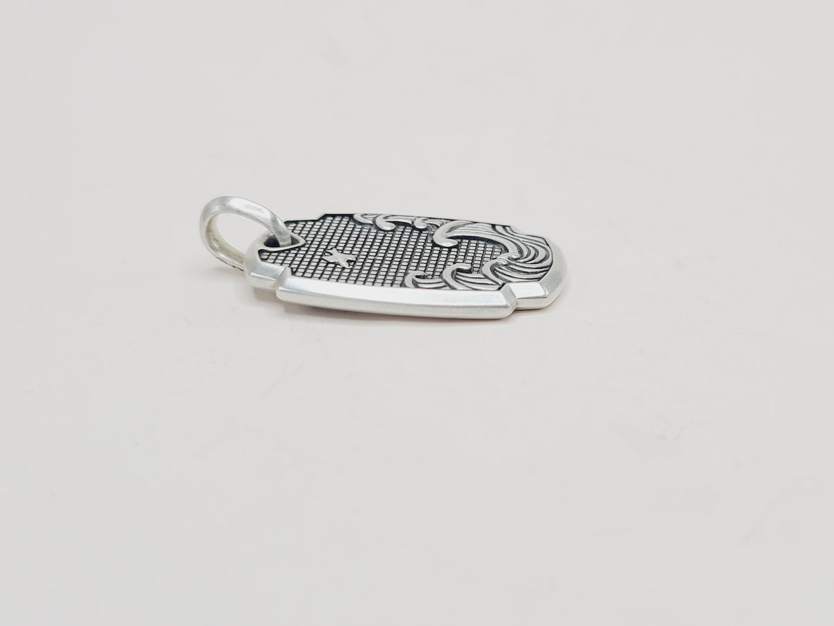 David Yurman Waves Shield Pendant Sterling Silver 39mm