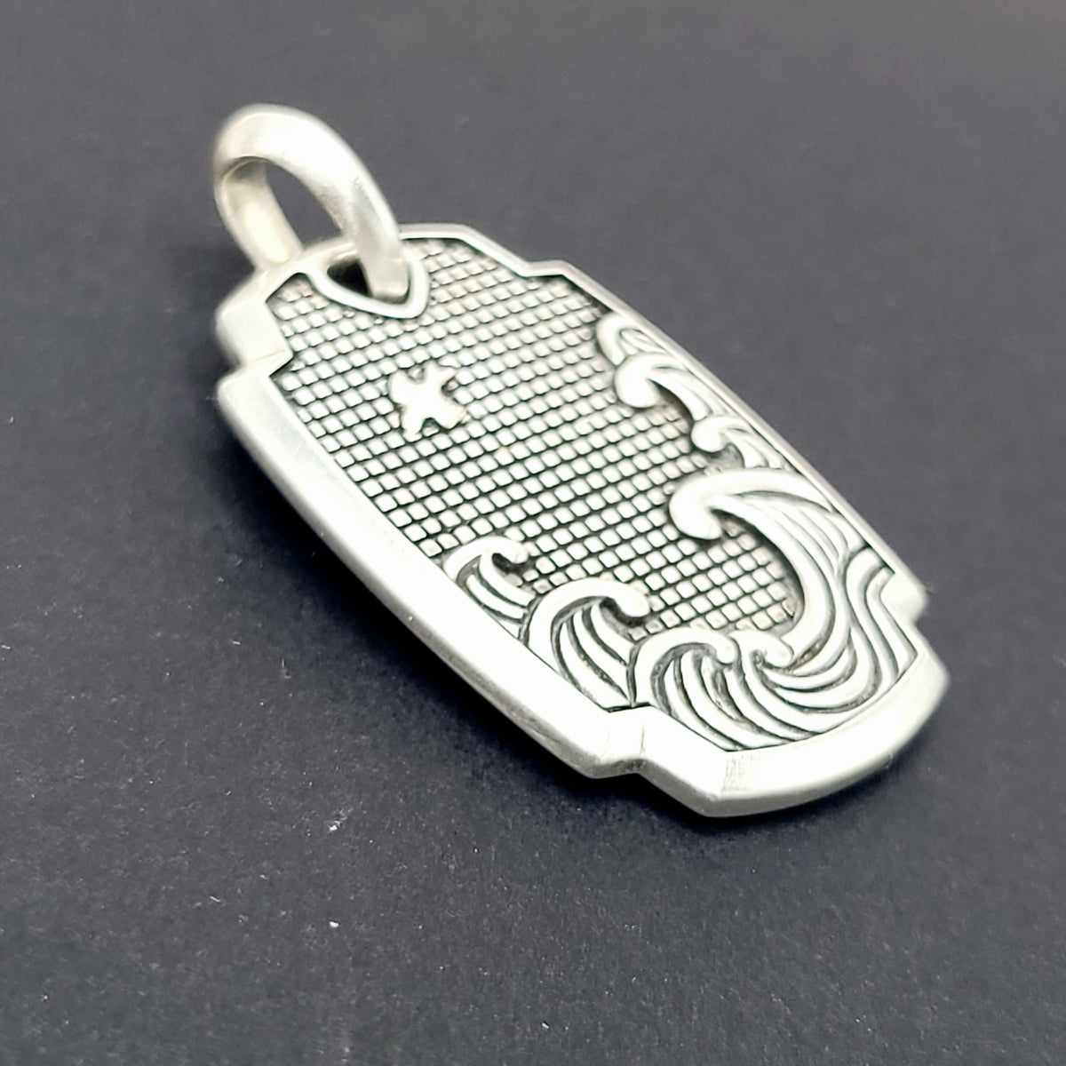 David Yurman Waves Shield Pendant Sterling Silver 39mm