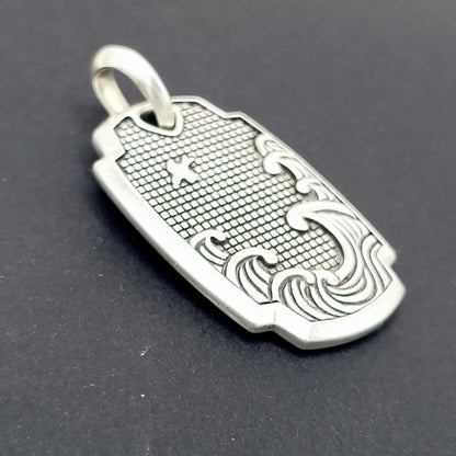 David Yurman Waves Shield Pendant Sterling Silver 39mm