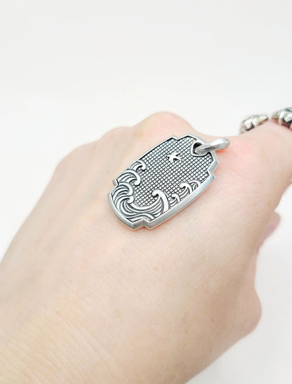 David Yurman Waves Shield Pendant Sterling Silver 39mm