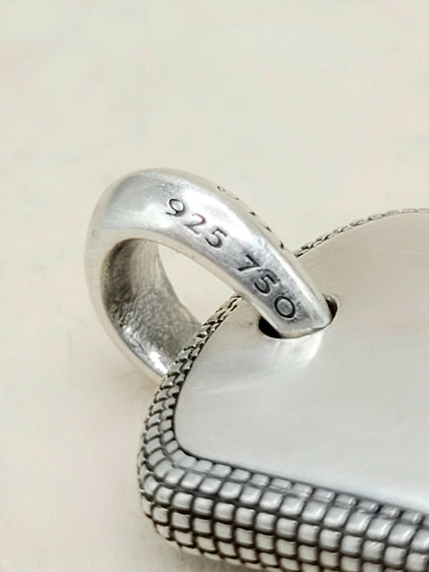 hallmark of David Yurman Waves Tag Pendant Sterling Silver 18K Gold 35mm