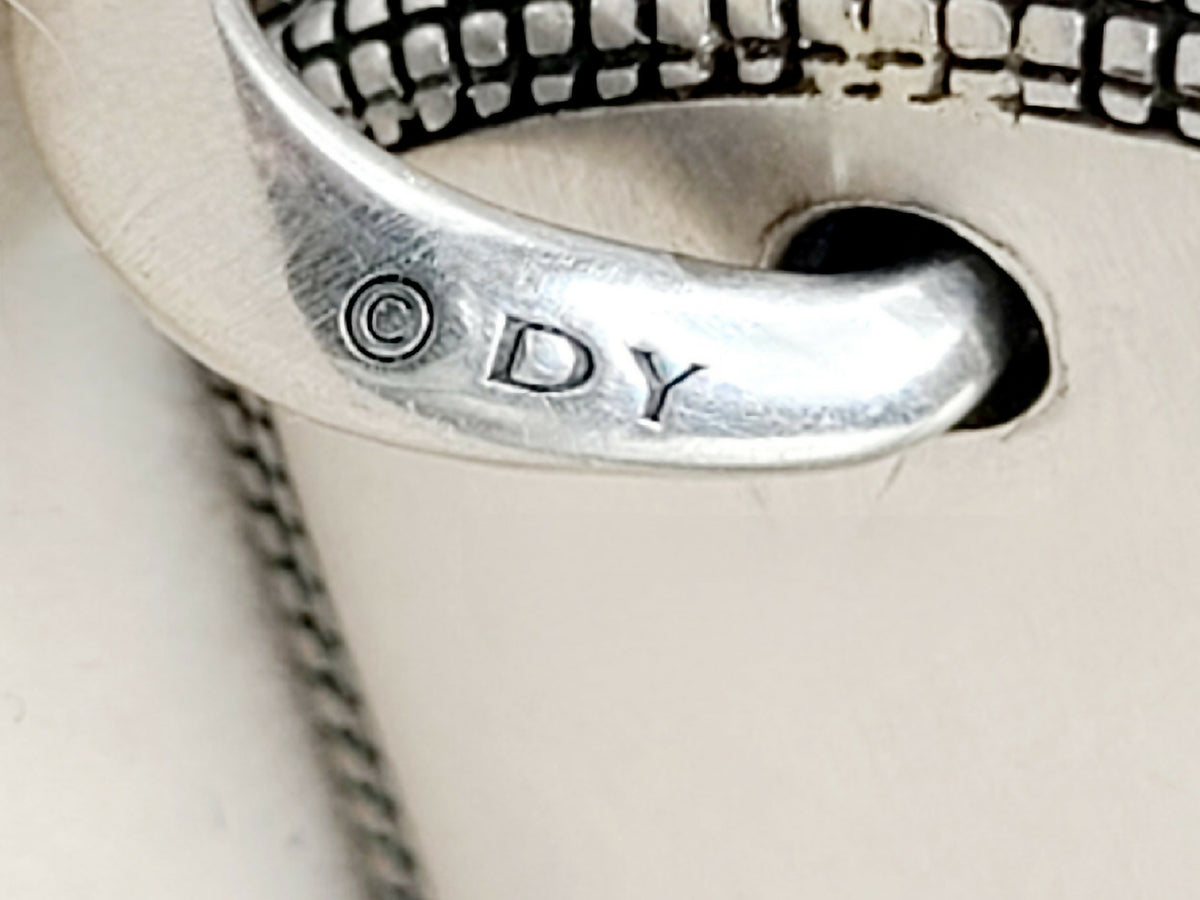 hallmark of David Yurman Waves Tag Pendant Sterling Silver 18K Gold 35mm