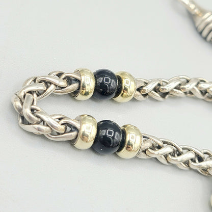 David Yurman Wheat Chain Black Onyx Gold Necklace Certified Pre-Owned  AYW Luxury #