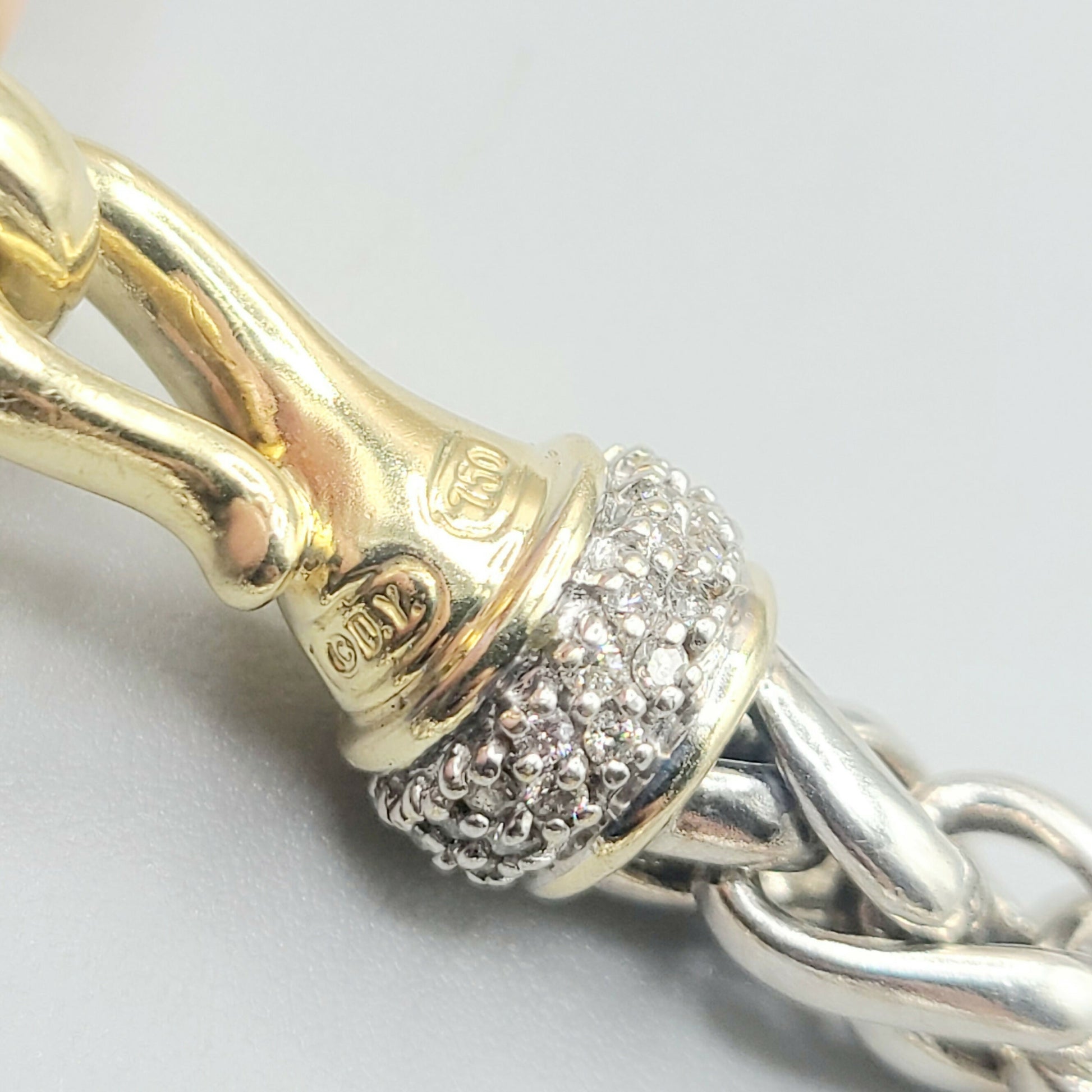  David Yurman Wheat Chain Diamond Gold Necklace, 8mm