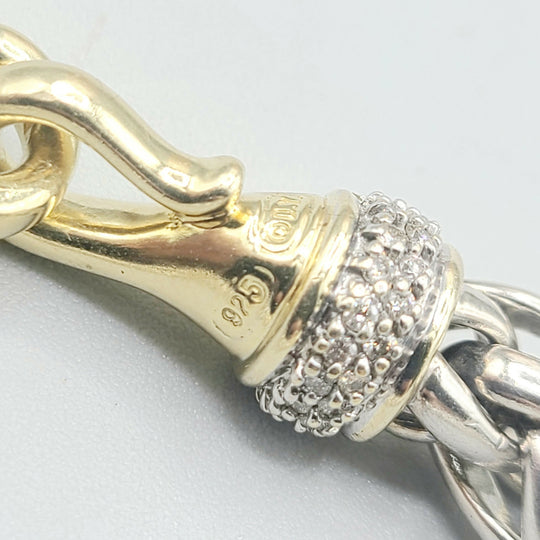  David Yurman Wheat Chain Diamond Gold Necklace, 8mm