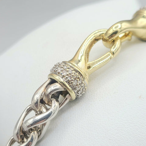  David Yurman Wheat Chain Diamond Gold Necklace, 8mm