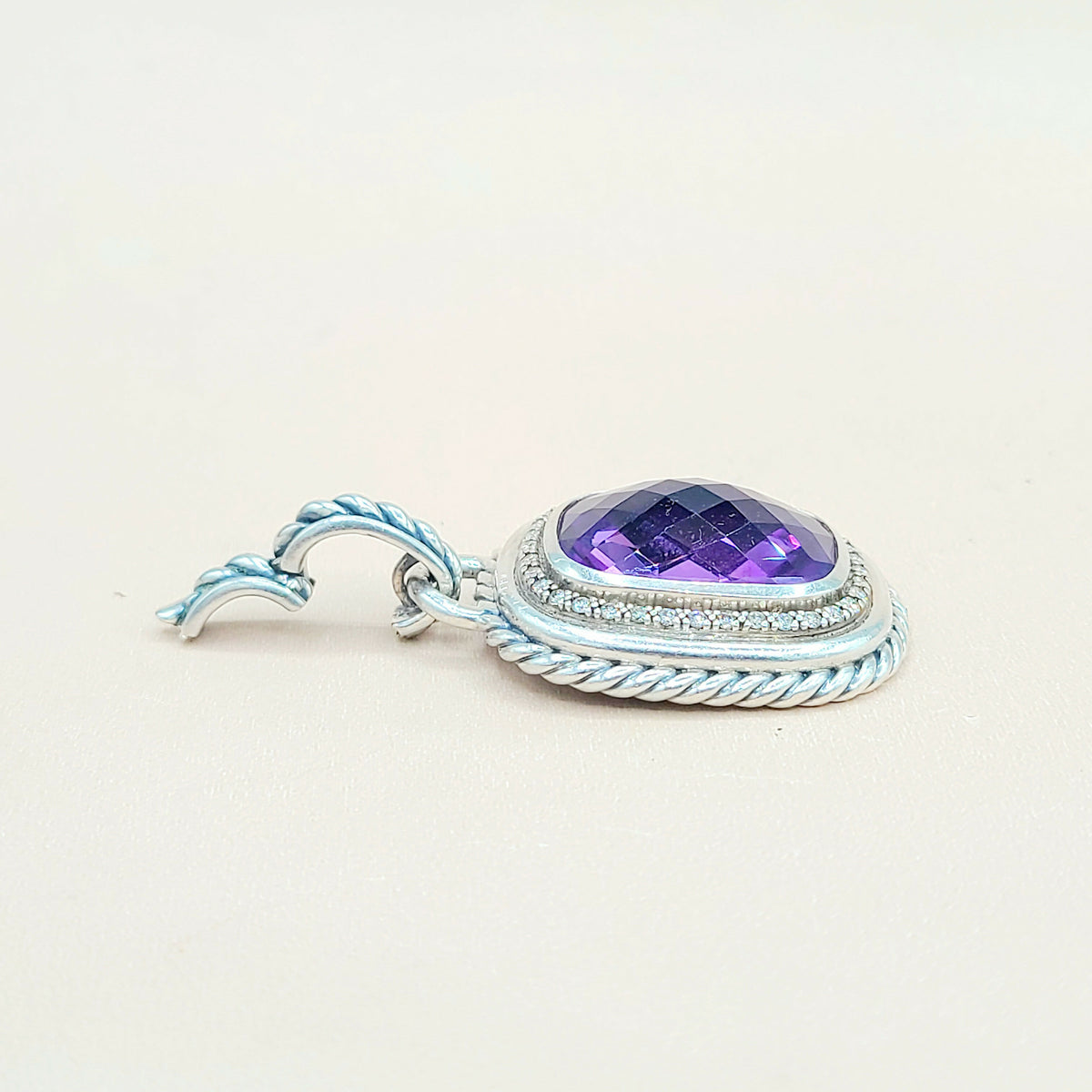  David Yurman Wheaton-20×15-Amethyst-& Diamond-Pendant-