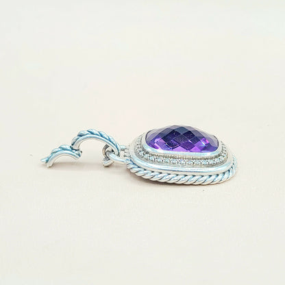  David Yurman Wheaton-20×15-Amethyst-& Diamond-Pendant-