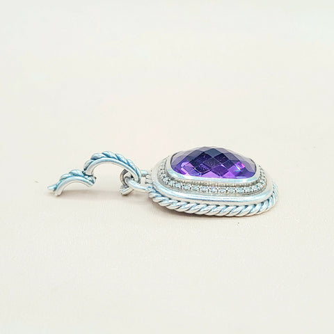  David Yurman Wheaton-20×15-Amethyst-& Diamond-Pendant-