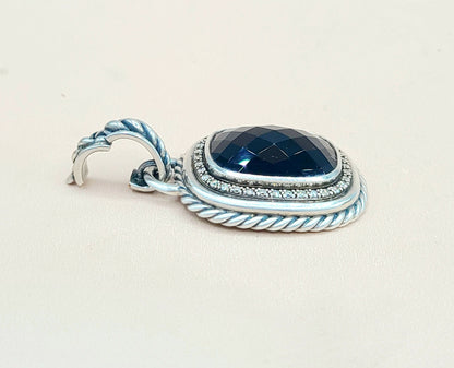  David Yurman Wheaton 20×15 Black Onyx Diamond Pendant Enhancer