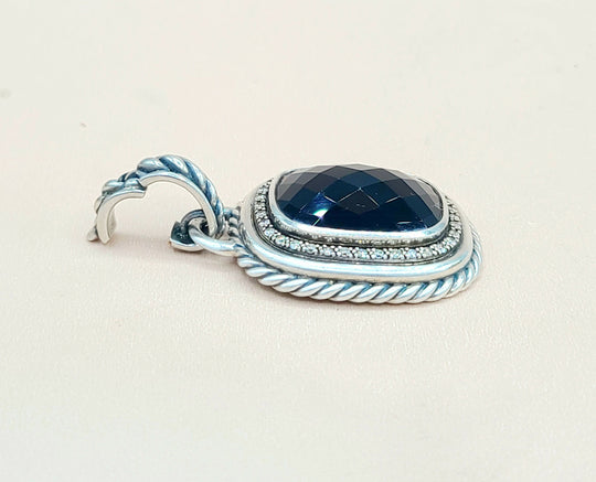 David Yurman Wheaton 20×15 Black Onyx Diamond Pendant Enhancer