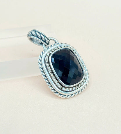  David Yurman Wheaton 20×15 Black Onyx Diamond Pendant Enhancer